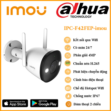 Camera an ninh Wifi IMOU IPC-F42FEP độ phân giải 4MP, đàm thoại 2 chiều, phát hiện chuyển động